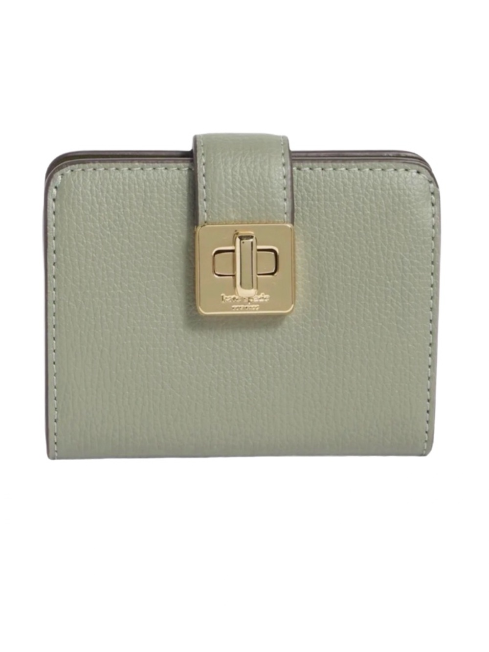 KATE SPADE ~ Olive Green Pebbled Leather Bi-Fold Wallet with Gold Hardware - Picture 9 of 11